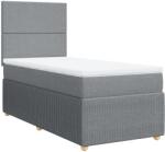 vidaXL világosszürke szövet rugós ágy matraccal 90 x 200 cm (3291932) (3291932)