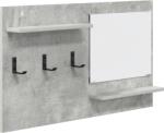 vidaXL Fali Kabáthorog polcokkal tárolóval tükörrel Beton szürke 90 x 10 x 50 cm Faanyag (874518) (874518)