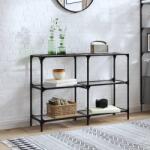 vidaXL acél tálalóasztal átlátszó üveglappal 118, 5 x 30 x 81 cm (846030) (846030)