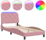 vidaXL rózsaszín bársony ágykeret LED-világítással 80 x 200 cm (3213824) (3213824)