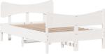 vidaXL fehér tömör fenyőfa ágykeret fejtámlával 120 x 190 cm (3216400) (3216400)