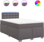 vidaXL szürke műbőr rugós ágy matraccal 120 x 200 cm (3288418) (3288418)