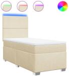 vidaXL krémszínű szövet rugós ágy matraccal 80 x 200 cm (3292613) (3292613)
