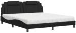 vidaXL fekete műbőr ágy matraccal 180 x 200 cm (3208810) (3208810)
