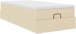 vidaXL oszmán ágykeret matracokkal krém 90x200cm szövet (3311083) (3311083)