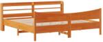vidaXL viaszbarna tömör fenyőfa ágykeret fejtámlával 180 x 200 cm (3307037) (3307037)