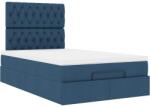 vidaXL Ottomán ágykeret matraccal kék 120x200cm szövet (3313236) (3313236)