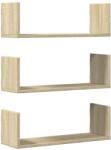 vidaXL 3 db sonoma tölgy színű szerelt fa fali polc 58 x 18 x 18 cm (853283) (853283)