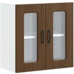 vidaXL Konyhai fali szekrény üvegajtóval Kalmar barna tölgy színű műfa (853674) (853674)