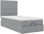 vidaXL Ottomán ágykeret matraccal világosszürke 100x200cm szövet (3313050) (3313050)