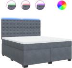 vidaXL sötétszürke bársony rugós ágy matraccal 180x200 cm (3293291) (3293291)