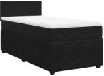 vidaXL fekete bársony rugós ágy matraccal 100 x 200 cm (3287658) (3287658)