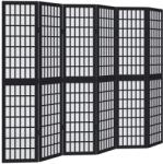 vidaXL 6 paneles fekete tömör császárfa térelválasztó (358778) (358778)