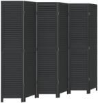vidaXL 6 paneles fekete tömör császárfa térelválasztó (358858) (358858)
