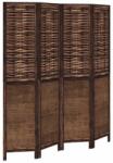 vidaXL 4 paneles sötétbarna tömör császárfa térelválasztó (358706) (358706)