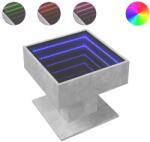 vidaXL betonszürke szerelt fa dohányzóasztal LED-del 50 x 50 x 45 cm (847528) (847528)