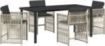 vidaXL 5 darabos kerti étkezősor párnákkal, világosszürke poli rattan (3380667) (3380667)