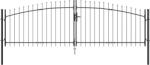 vidaXL Kertkapu Döntött Fejjel Kétszárnyú Szürke 150x400 cm Acél (42008857) (42008857)
