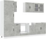 vidaXL 8 részes konyhai szekrény szett Kalmar betonszürke műszaki fa (3314795) (3314795)