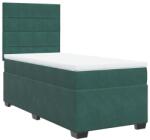 vidaXL sötétzöld bársony rugós ágy matraccal 90 x 200 cm (3290807) (3290807)