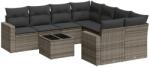 vidaXL 9-részes szürke polyrattan kerti ülőgarnitúra párnákkal (3251097) (3251097)