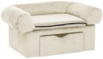vidaXL krémszínű plüss kutyakanapé fiókkal 75 x 50 x 38 cm (171082) (171082)