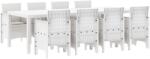 vidaXL Kerti Étkezőszett 9 Darab Fehér Polirattan, Üveg Ergonomikus (3378749) (3378749)