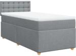 vidaXL világosszürke szövet rugós ágy matraccal 90 x 200 cm (3286577) (3286577)