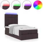 vidaXL Ottomán ágykeret matraccal sötétbarna 100x200cm szövet (3313985) (3313985)