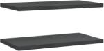 vidaXL 2 db fekete rozsdamentes acél fali polc 75 x 40 x 3 cm (30290) (30290)