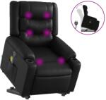 vidaXL fekete műbőr dönthető masszázs- és állófotel (3206555) (3206555)