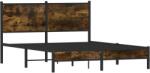 vidaXL füstös tölgy színű fém ágykeret fejtámlával 137 x 190 cm (4007813) (4007813)