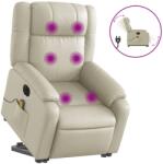 vidaXL elektromos krémszínű műbőr felállást segítő masszázsfotel (3205172) (3205172)