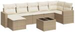 vidaXL 8 részes bézs polyrattan kerti ülőgarnitúra párnával (3251625) (3251625)