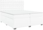 vidaXL fehér műbőr rugós ágy matraccal 200 x 200 cm (3290737) (3290737)