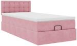 vidaXL Ottomán ágykeret matraccal rózsaszín 90x200cm bársony (3311896) (3311896)