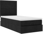 vidaXL Ottomán ágykeret matraccal fekete 90x200cm szövet (3313045) (3313045)