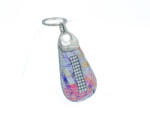 Amnisu színes mintás swarovski köves bőr kulcstartó h4017