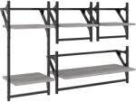 vidaXL 4 részes szürke sonoma színű műfa falipolcszett rúddal (836266) (836266)