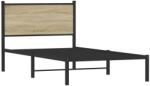 vidaXL sonoma tölgy színű fém ágykeret fejtámlával 100 x 190 cm (4007710) (4007710)