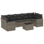 vidaXL 8-részes szürke polyrattan kerti ülőgarnitúra párnákkal (3251077) (3251077)