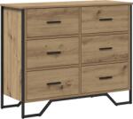 vidaXL Fiókos Szekrény Kézműves Tölgy 91x35, 5x74, 5 cm Mérnöki Fa (3365604) (3365604)