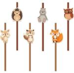 Party Pal Szívószálak erdei állatoknak 6 db 19, 5 cm - Party Pal (149829)