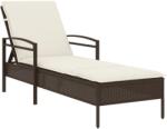vidaXL barna polyrattan napozóágy párnával 63x200x81 cm (368300) (368300)