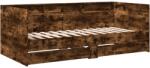 vidaXL füstös tölgy színű szerelt fa kanapéágy fiókokkal 75 x 190 cm (3280864) (3280864)
