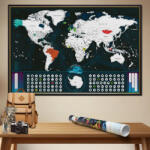 Kaparós világtérkép - lekaparható térkép classic Deluxe XXL - silver, angol nyelvű 117x78 cm