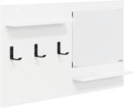 vidaXL Fali Kabáthorog polcokkal tárolóval tükörrel Fehér 90 x 10 x 50 cm Faanyag (874515) (874515)
