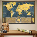  Kaparós világtérkép - Coffee Edition Gold XL - gold, angol nyelvű lekaparható térkép 90x60 cm