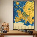  Európa kaparós térkép - Arany DELUXE XL gold, lekaparható Európa térkép angol nyelvű 66x90 cm