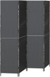 vidaXL szobai elválasztó 4 paneles hajtható fekete 195x180 cm poli rattan (42003672) (42003672)